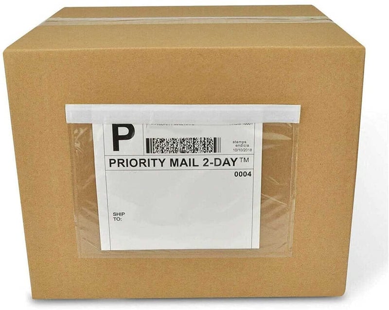 Tapsin 7.5'' x 5.5'' Packing List Pouches, Shipping Label Envelopes Clear Adhesive Top Loading Packing List - 500 Packs - Image 5